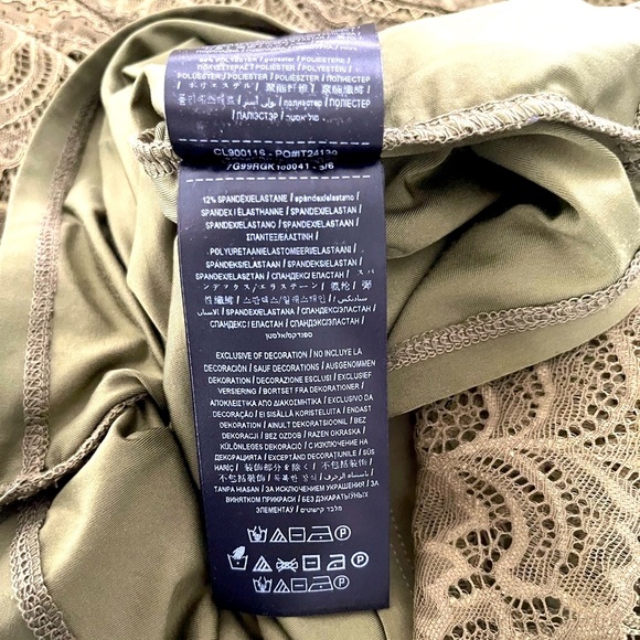 Guess/ Olive green/ Form fitting/ Lace midi dress/ Size US XL - Picture 13 of 17